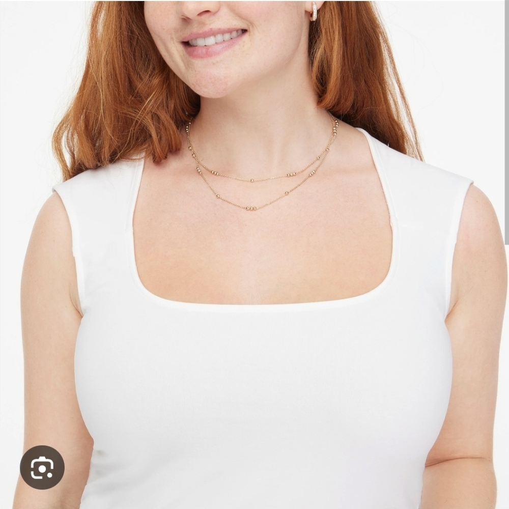 NWT J.Crew Cap-sleeve stretch cotton-blend squareneck tank top white xs $45 - Picture 4 of 10